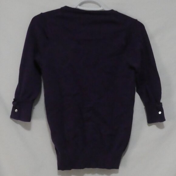 SUZY SHIER | xl - extra large | Stylish Purple V-Neck Sweater | Rolled Cuffs - Picture 2 of 16
